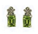 Ohrstecker Rechteckig mit imit. Peridot + Markasit