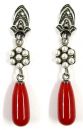Vintage marcasite earrings with paste coral and pearls