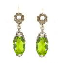 Ohrringe mit imit. oval Peridot + Perlchen