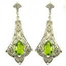 Ohrringe mit imit. Tropfen Peridot + Markasit + Perlchen