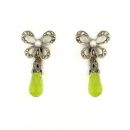 Ohrringe mit Schleife + imit.Peridot Briolette + Markasit +Perlchen