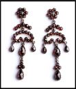 Vintage garnet chandelier earrings w/14ct gold studs