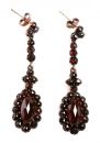 Vintage garnet long dangling earrings w/14ct gold studs