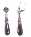Ohrringe mit imit. Amethyst Briolette + Markasit