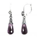 Ohrringe mit imit. Amethyst Briolette + Markasit