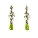 Schleifenohrringe mit imit.Peridot Briolette+Markasit