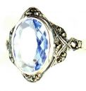 Ring mit imit. oval Aquamarin + Markasit