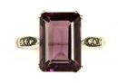 Grosser Ring mit imit. Octagon Amethyst+Markasit