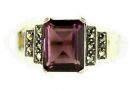 Ring mit imit. Octagon Amethyst + Markasit